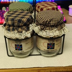 Vintage Kitchen Kettle Village Jars Gift Set- 4 jars with holder